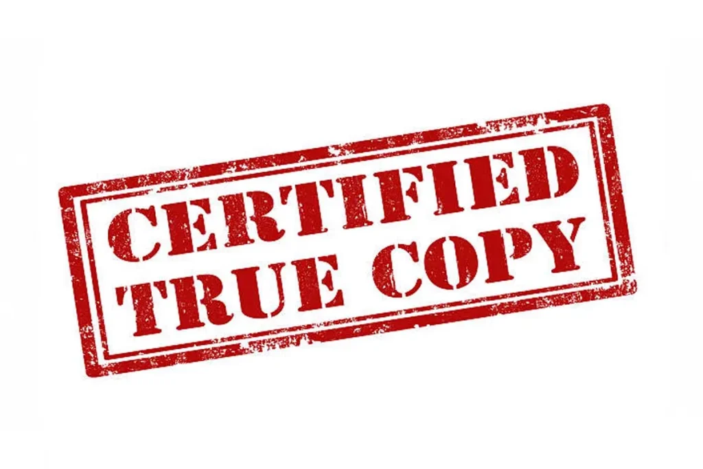 Certified True Copy in Dubai